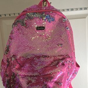 Justice Hot Pink Sequin Backpack with Iridescent Accents